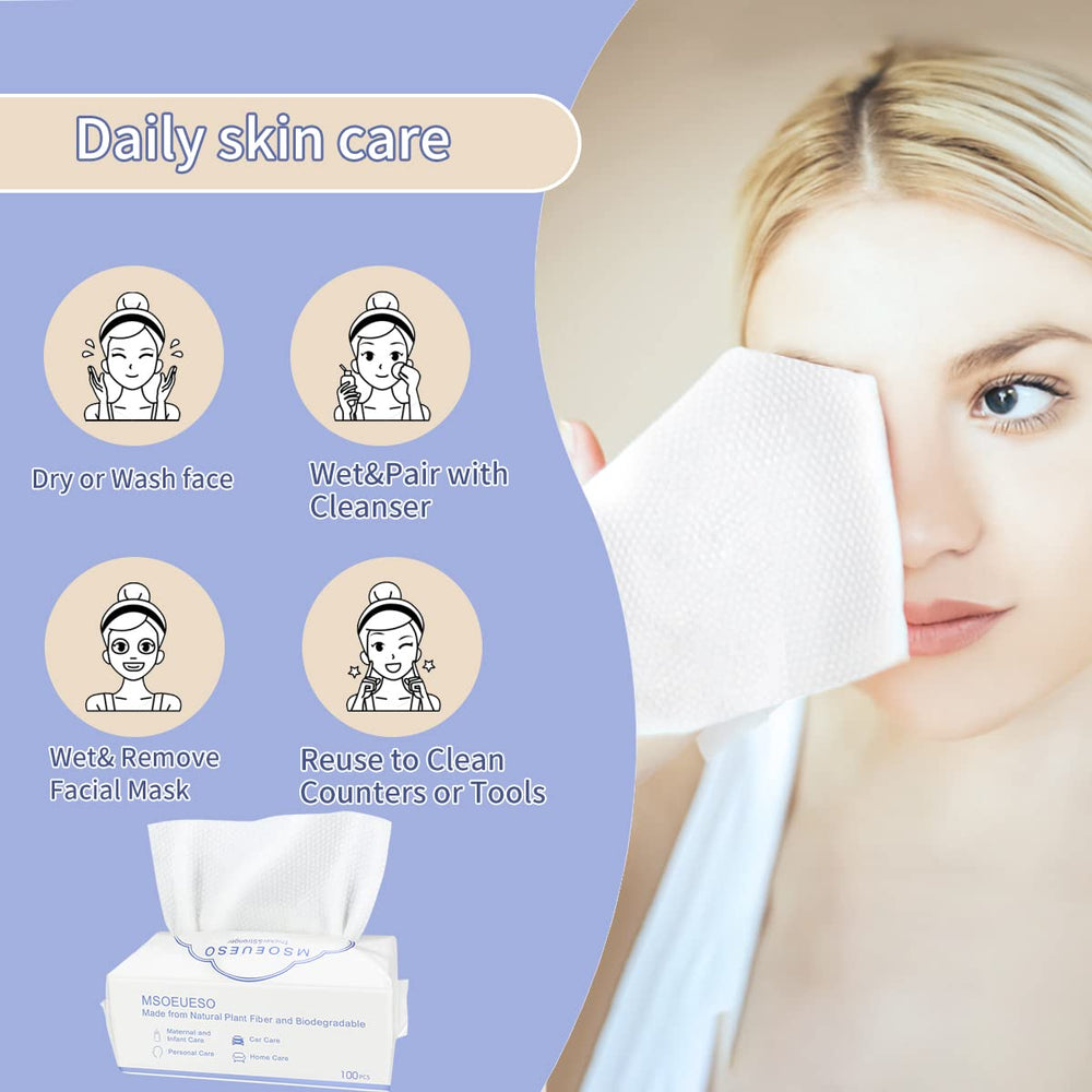 MSOEUESO cotton facial tissues close-up highlights soft, lint-free texture ideal for sensitive skin