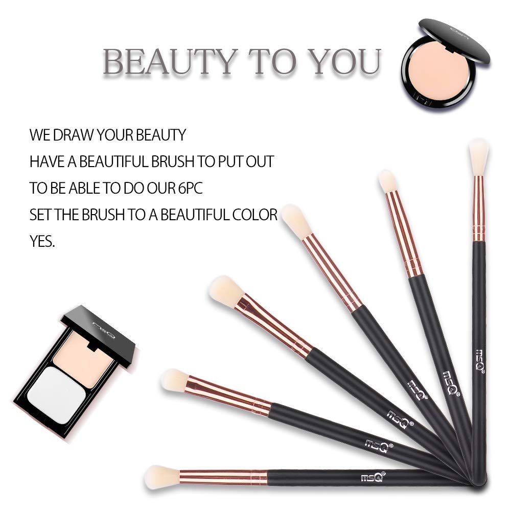 MSQ eye brush set rose gold aluminum tube highlights premium design for comfortable grip
