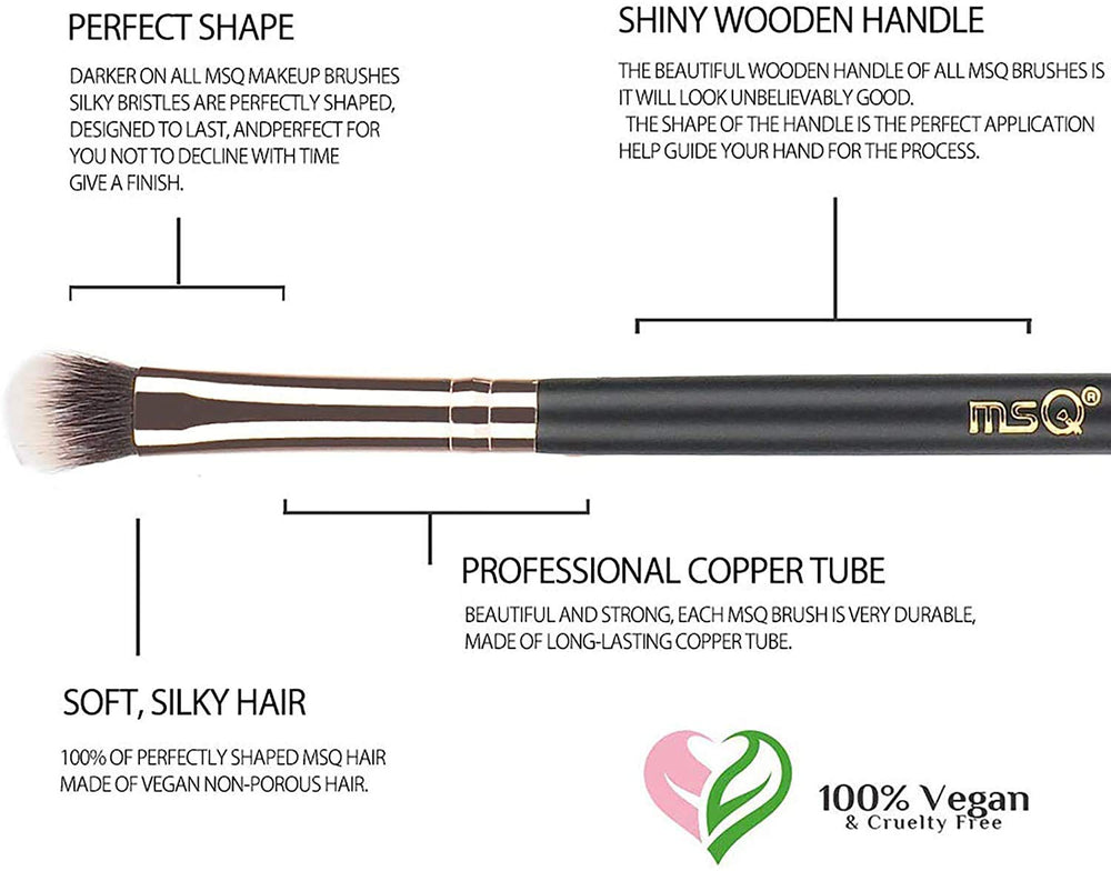 MSQ six-piece set covers eyeshadow, blending, eyeliner, eyebrow, and concealer brushes