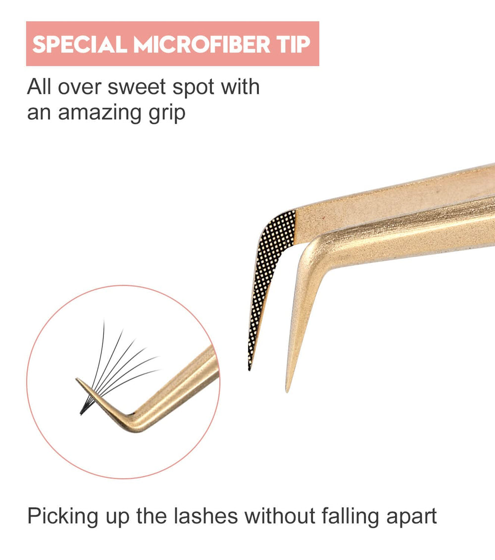 Ms.Queen 90 Degree Lash Tweezers angled design improves control for expert lash placement.
