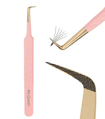 Ms.Queen 90 Degree Lash Tweezers with fiber-tip for precise lash picking and isolation.