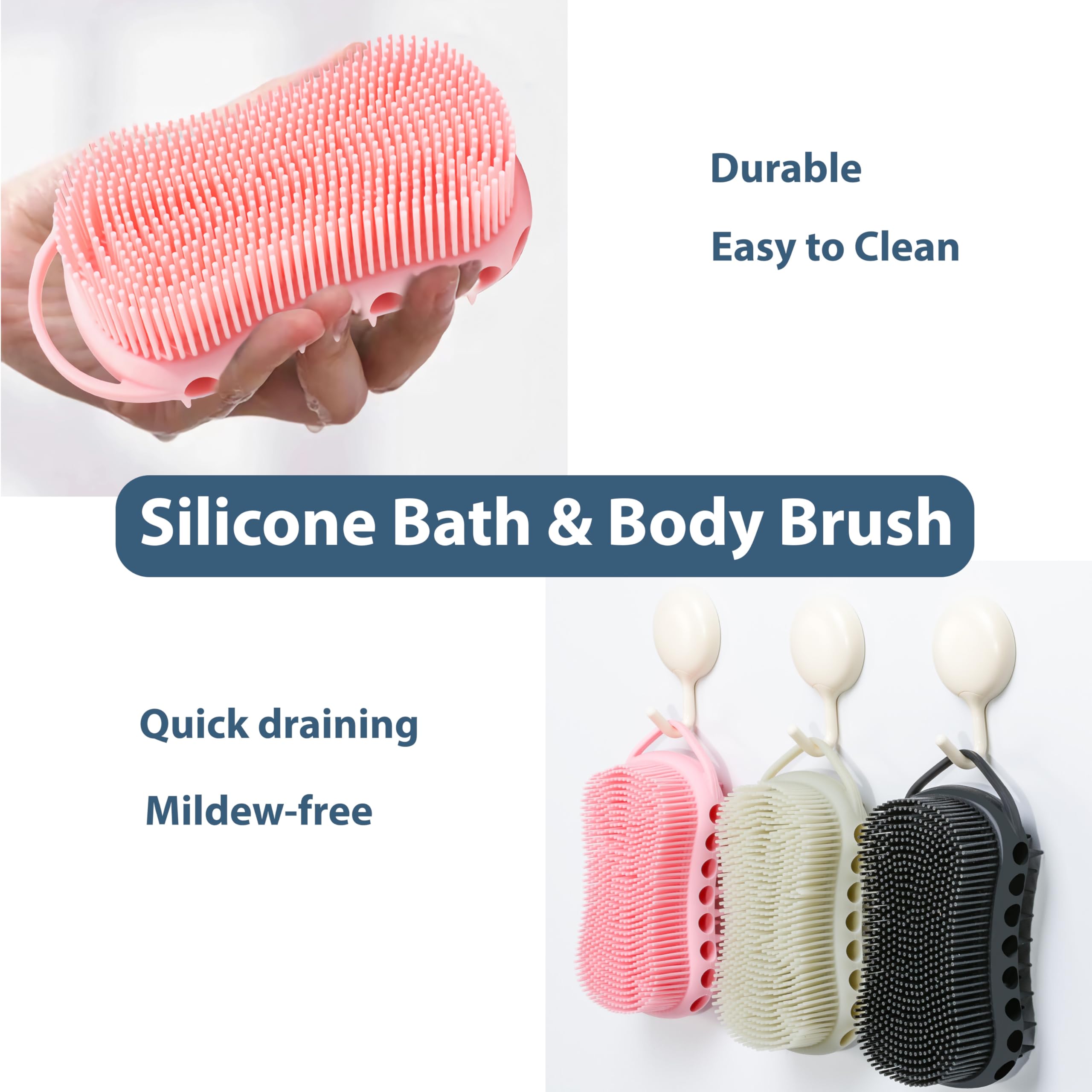 MtBoi dishwasher-safe silicone scrubber pink ready for quick cleaning.