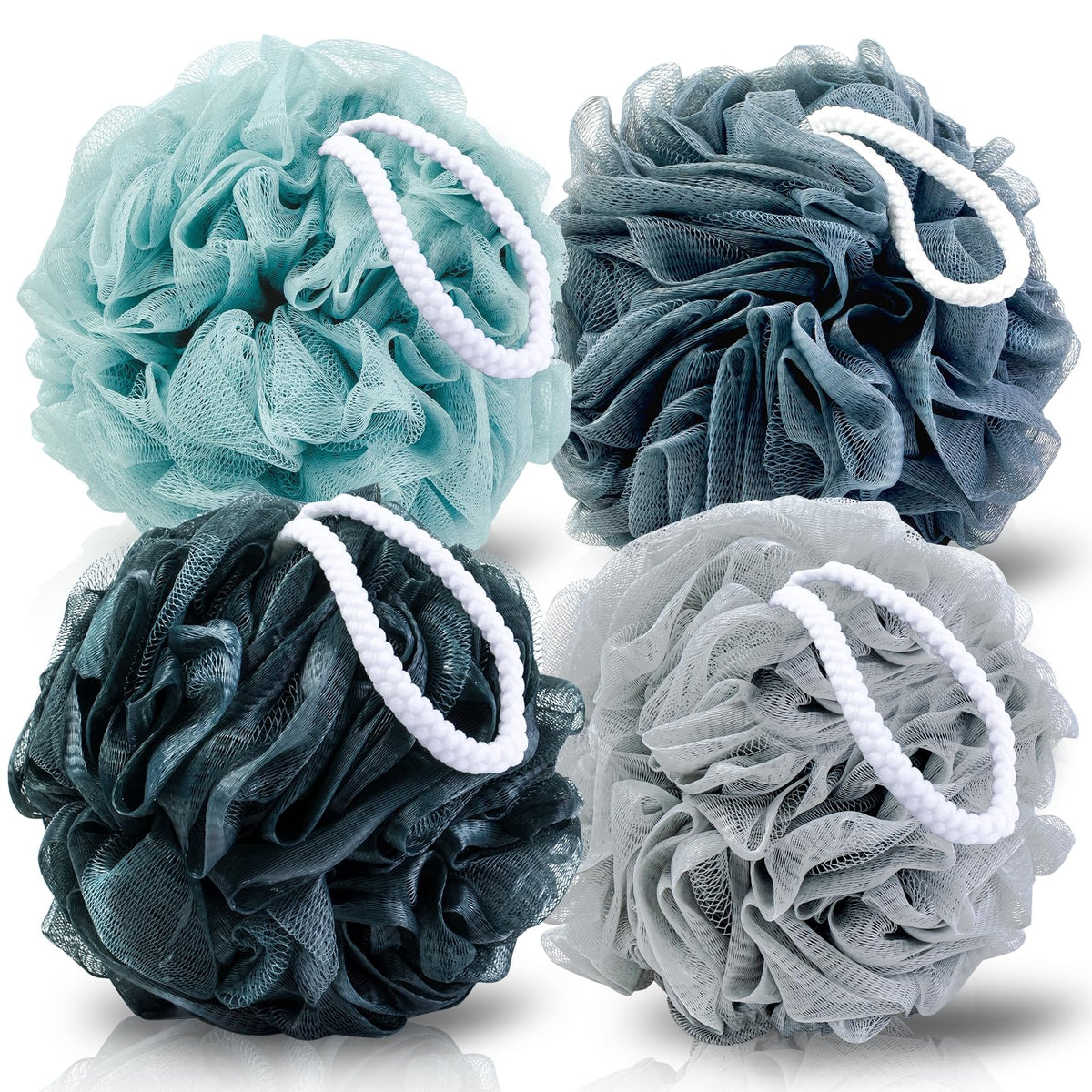 MTDLYICE loofah sponge XXL 100g in blue-gray enhances gentle exfoliation during showers