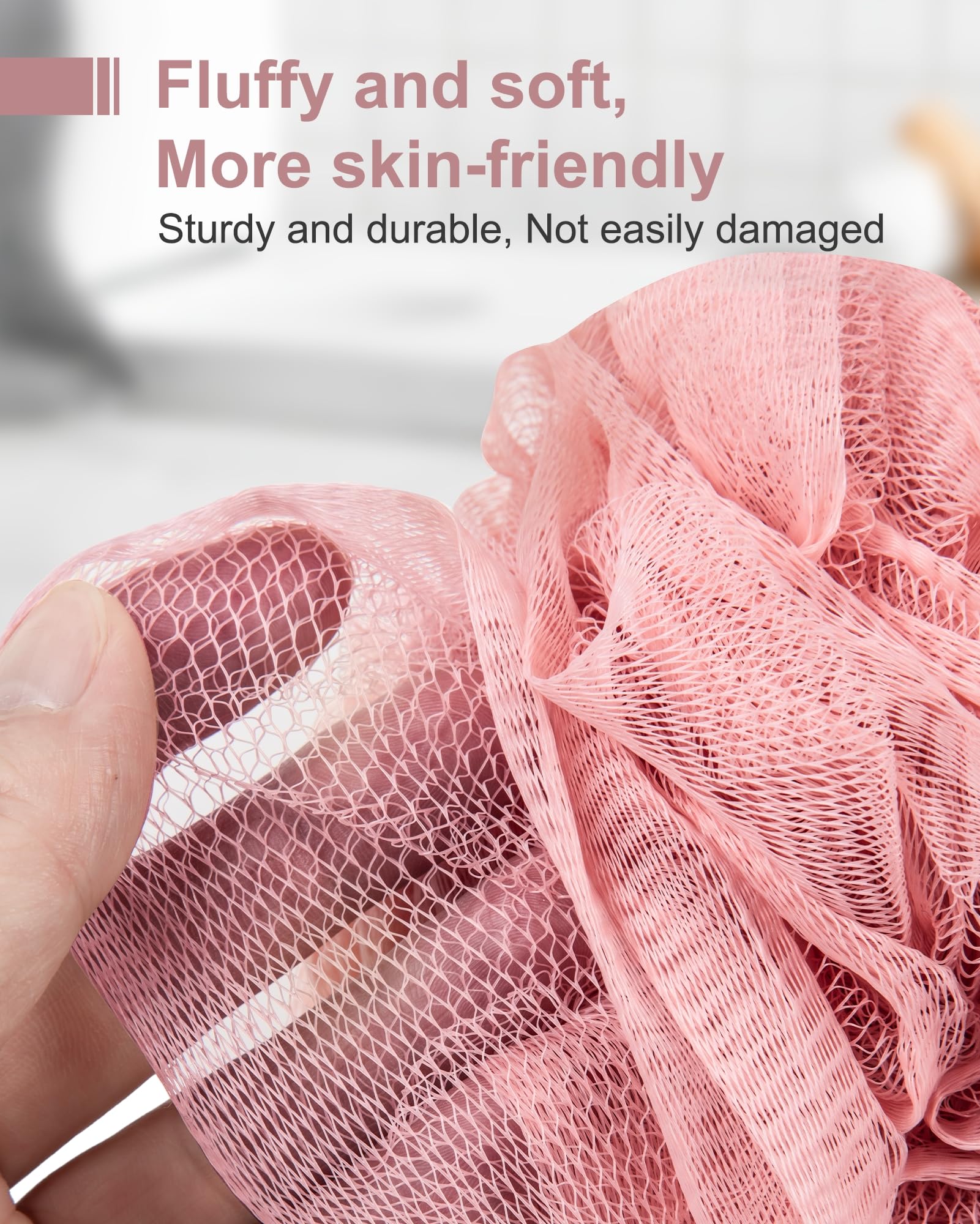 MTDLYICE loofah XXL pairs with body wash for efficient cleansing.