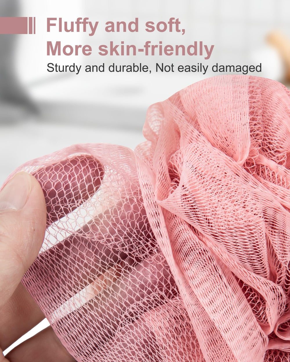 MTDLYICE loofah XXL pairs with body wash for efficient cleansing.