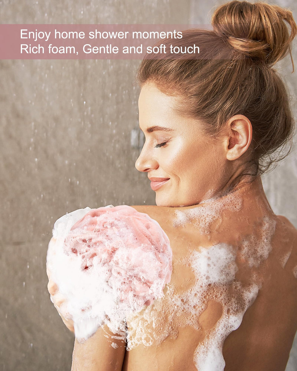 MTDLYICE loofah XXL soft mesh material provides exfoliation with a gentle feel.