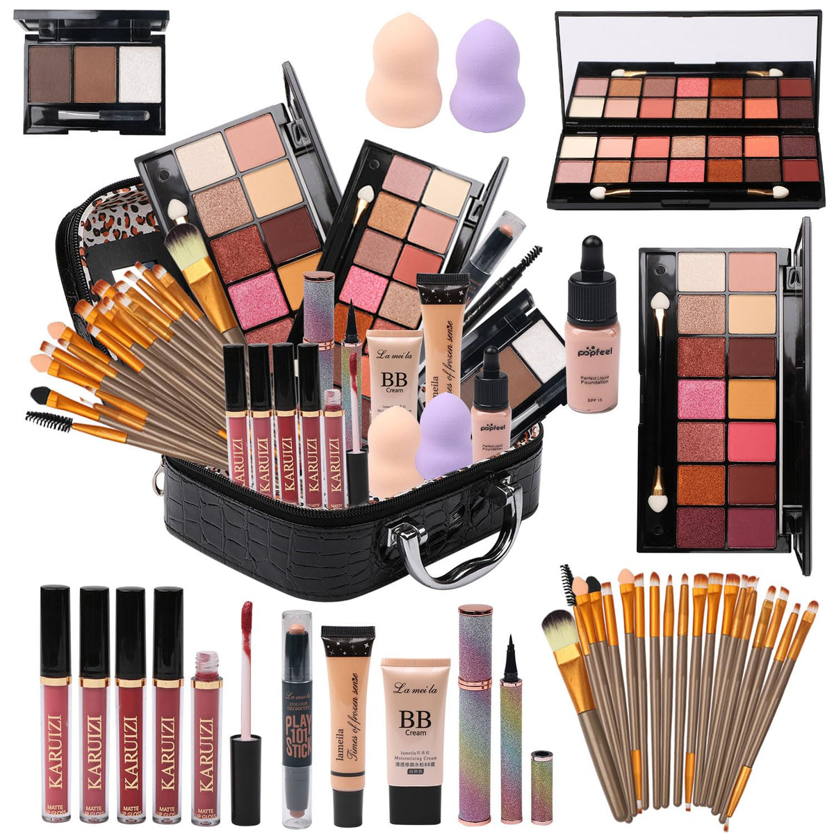 MTDXILTAI makeup kit bag open, convenient travel storage for on-the-go makeup.