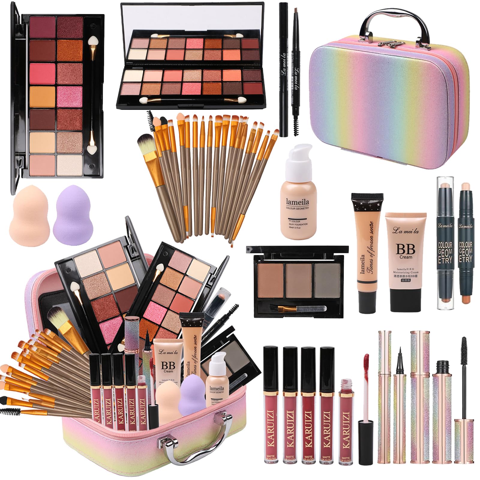 MTDXILTAI Rainbow Makeup Case keeps essentials organized for easy, on-the-go beauty touch-ups.