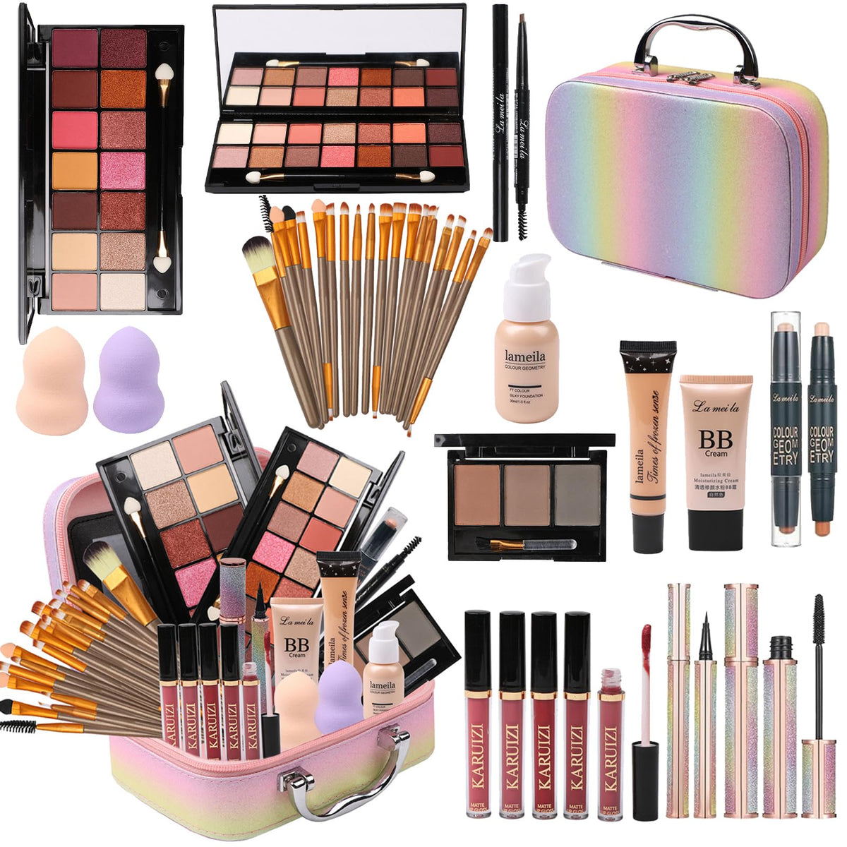 MTDXILTAI Rainbow Makeup Case keeps essentials organized for easy, on-the-go beauty touch-ups.