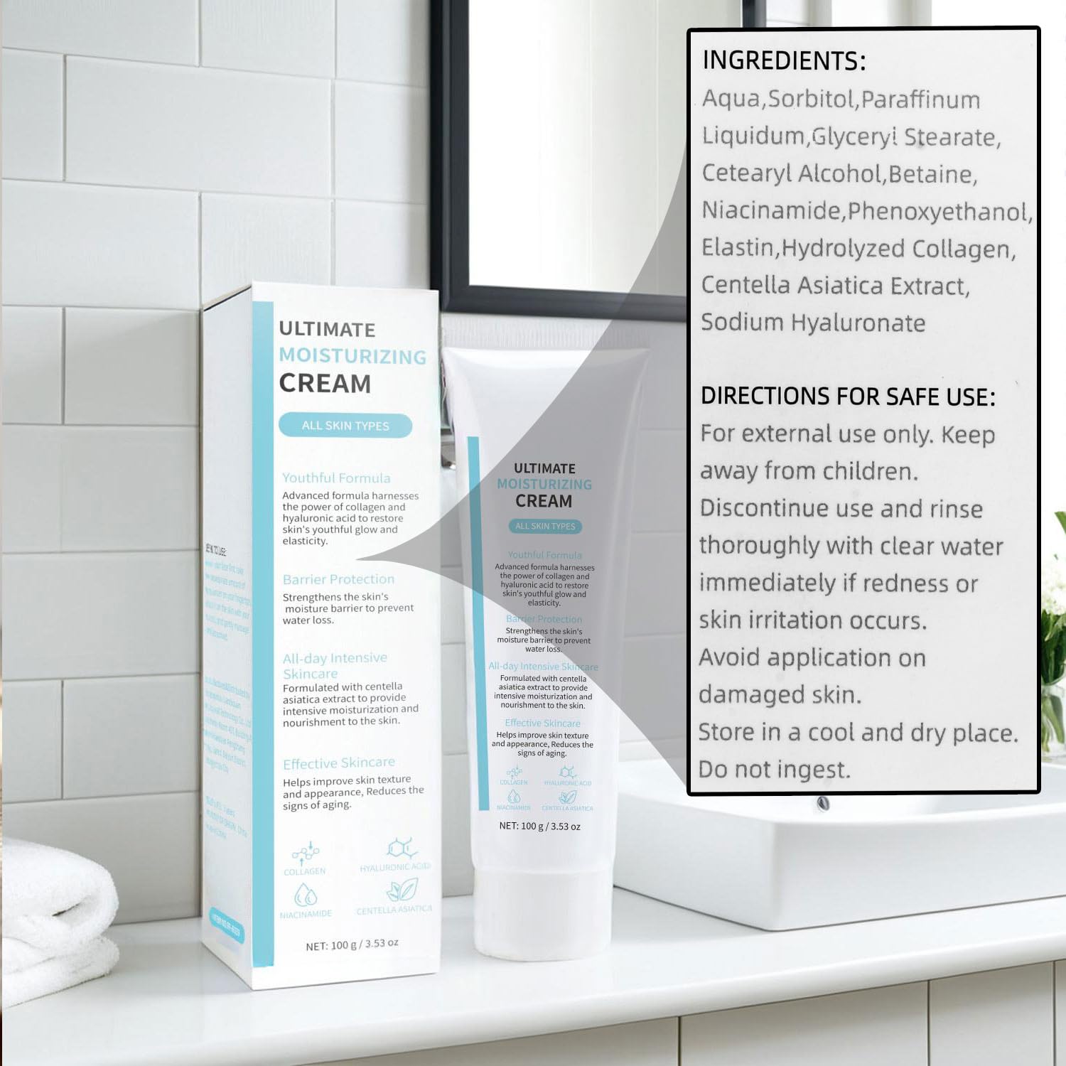 MTMULT All skin types hydration graphic showing versatile daily moisturizer.