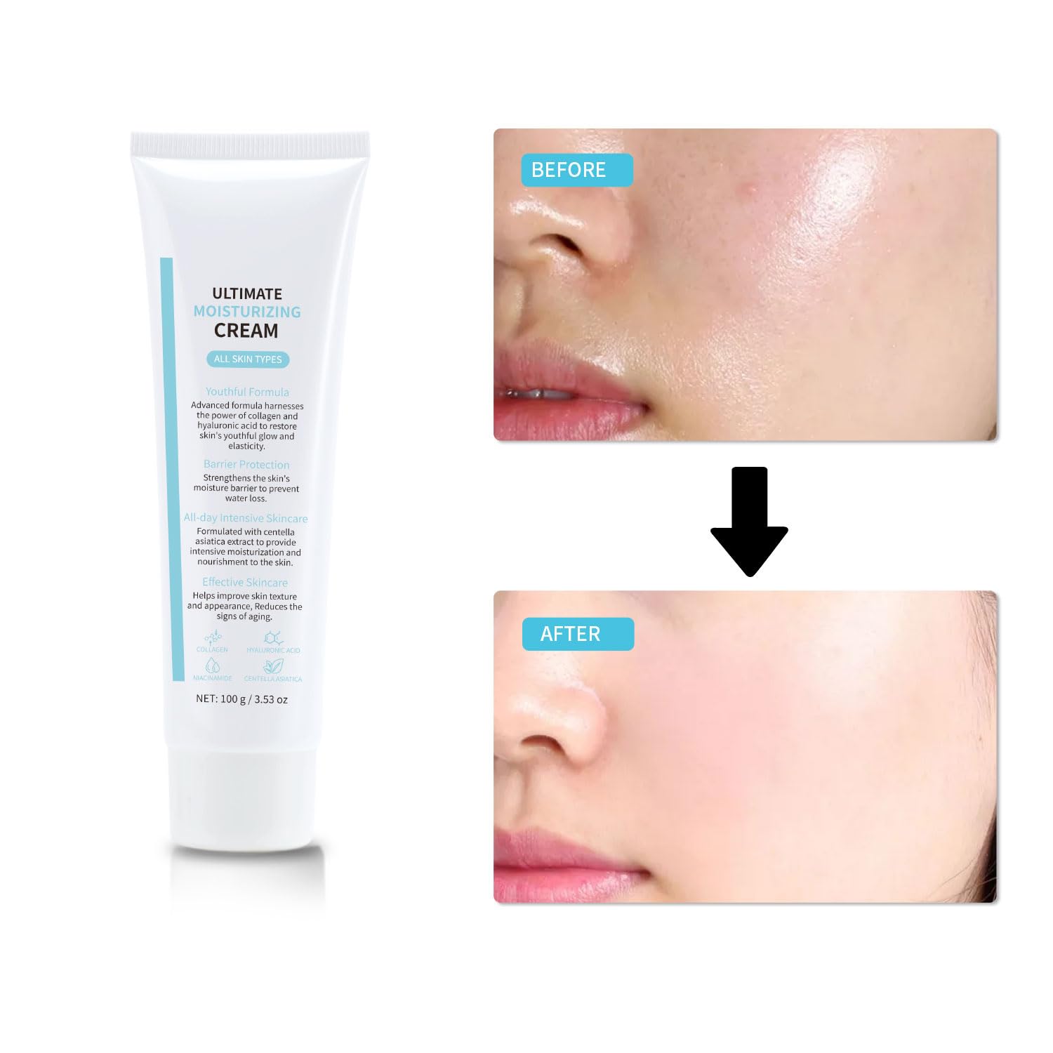 MTMULT Niacinamide and Hyaluronic Acid ingredients close-up for radiant, even-toned skin potential.