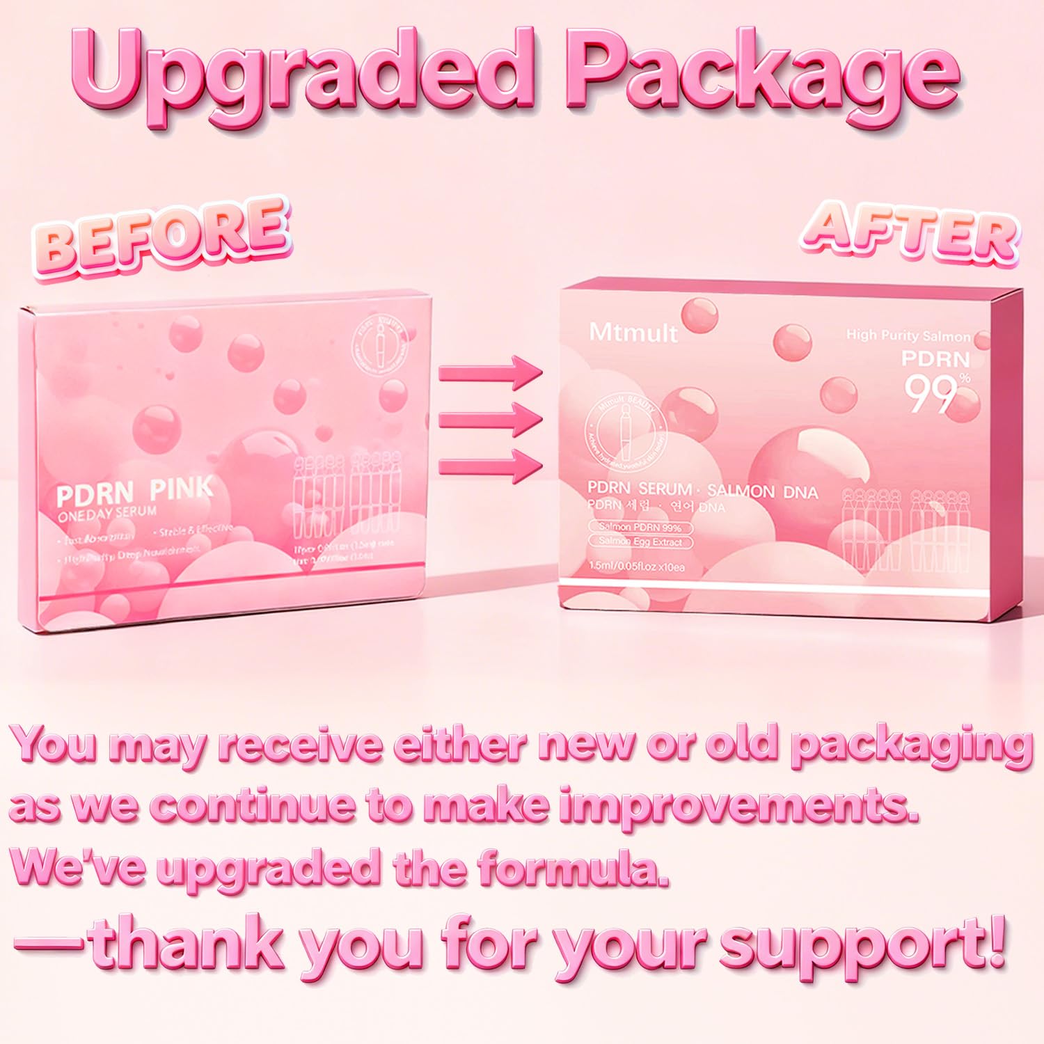 MTMULT Salmon PDRN Serum ampoules pack for precise dosing on the go.