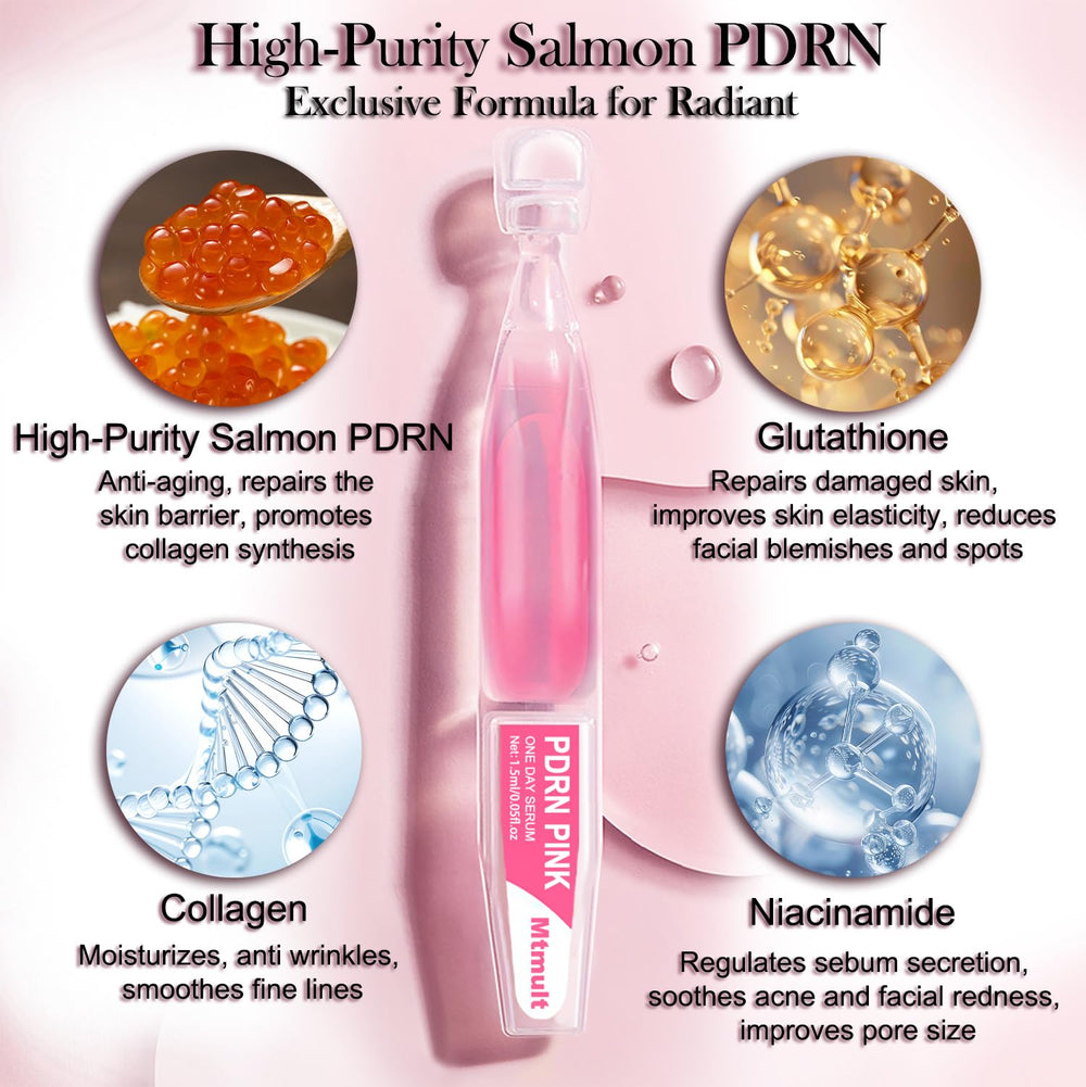 MTMULT Salmon PDRN Serum comparison image showing smoother skin texture.