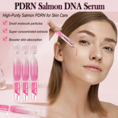 MTMULT Salmon PDRN Serum ingredients display highlighting glutathione and hyaluronic acid.