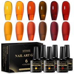 MTSSII Jelly Crystal Gel Nail Polish Tortoise Shell Design for layered nail art