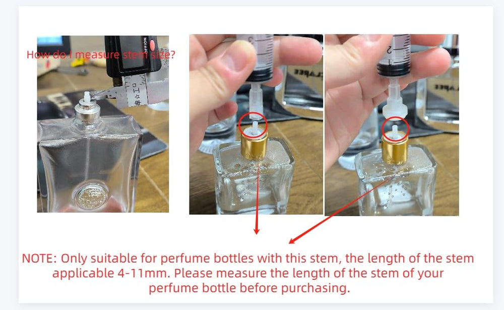 MUB extraction adapter attached for clean perfume transfer.