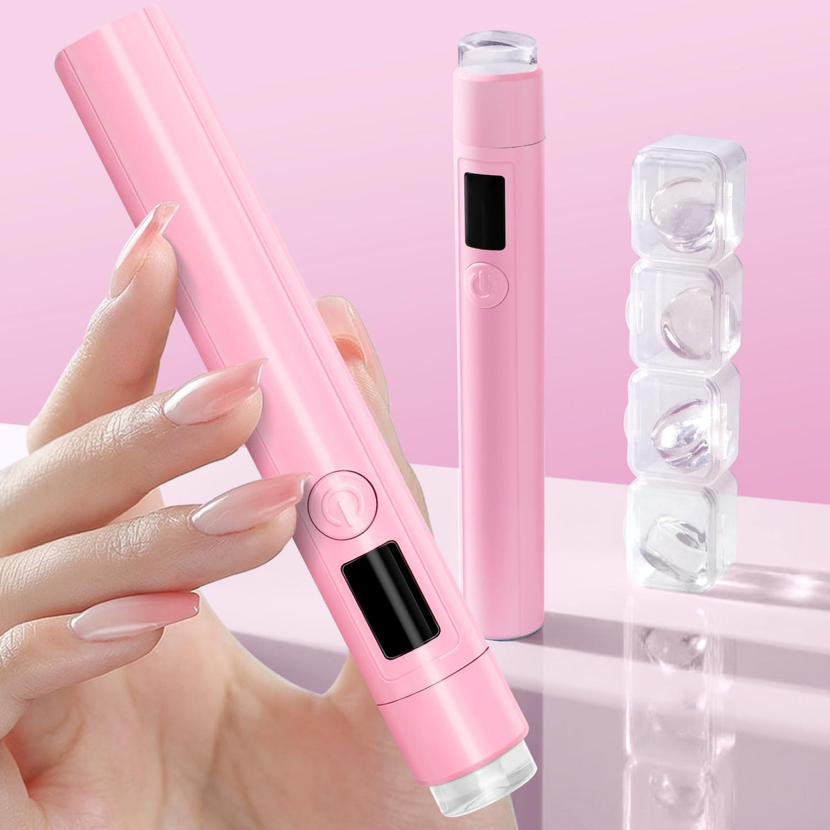 MUCOOS Mini UV light nails pink front view for quick home gel curing