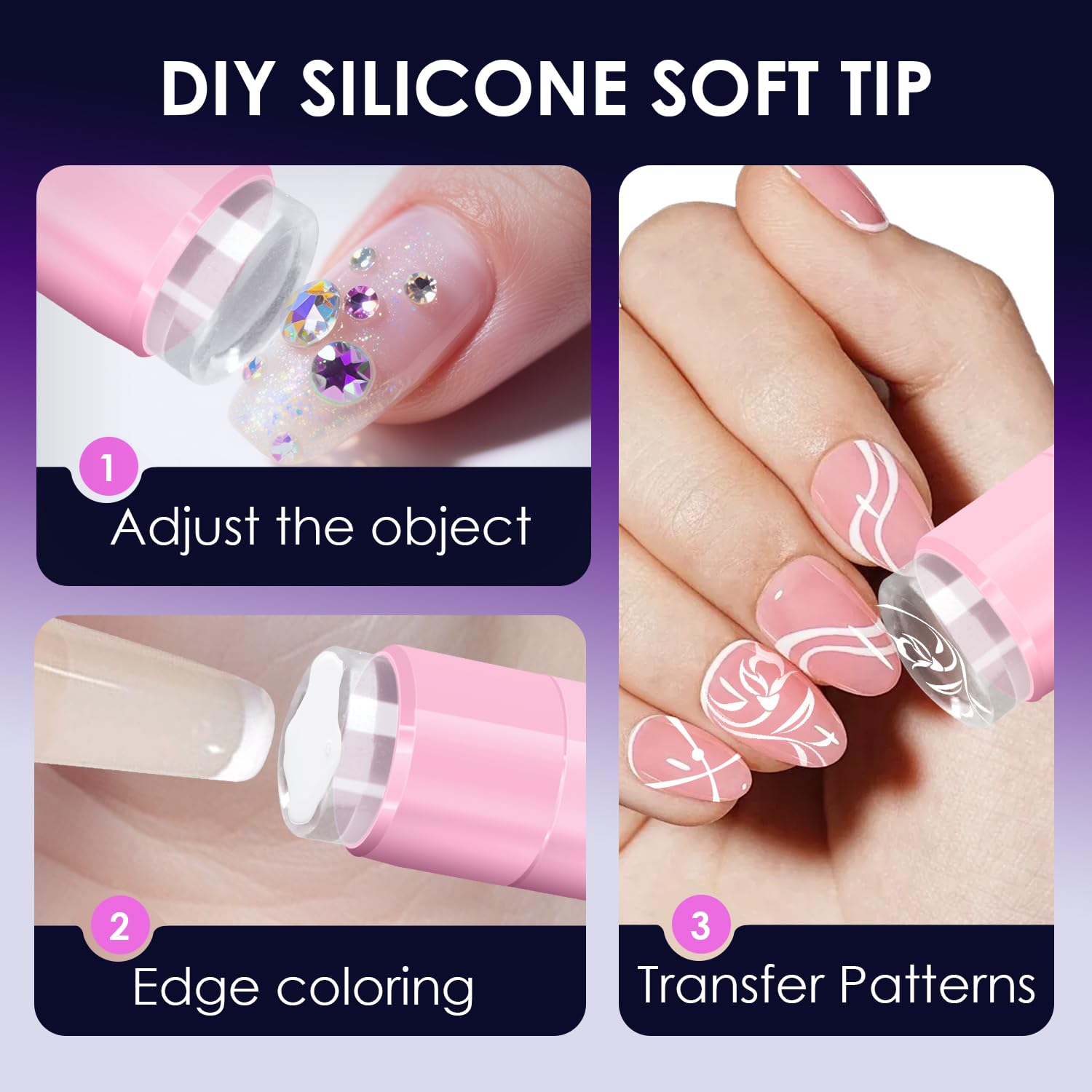MUCOOS Mini UV light nails pink four soft tips support precise nail art