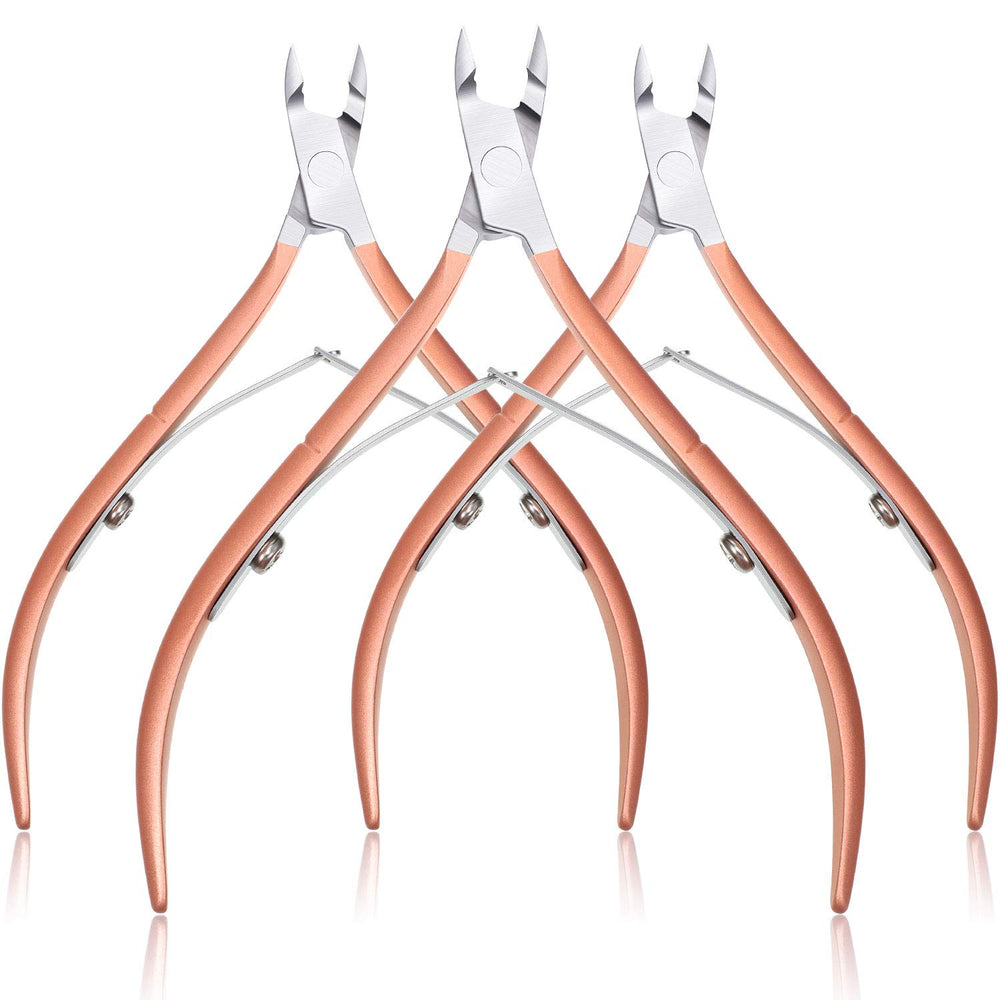 Mudder 3-pack cuticle nippers in rose gold for precise trimming.