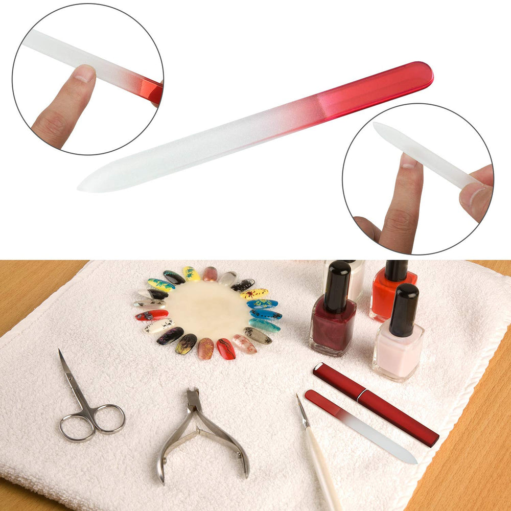 Mudder crystal glass nail file double-sided for smooth edges and keratin sealing.