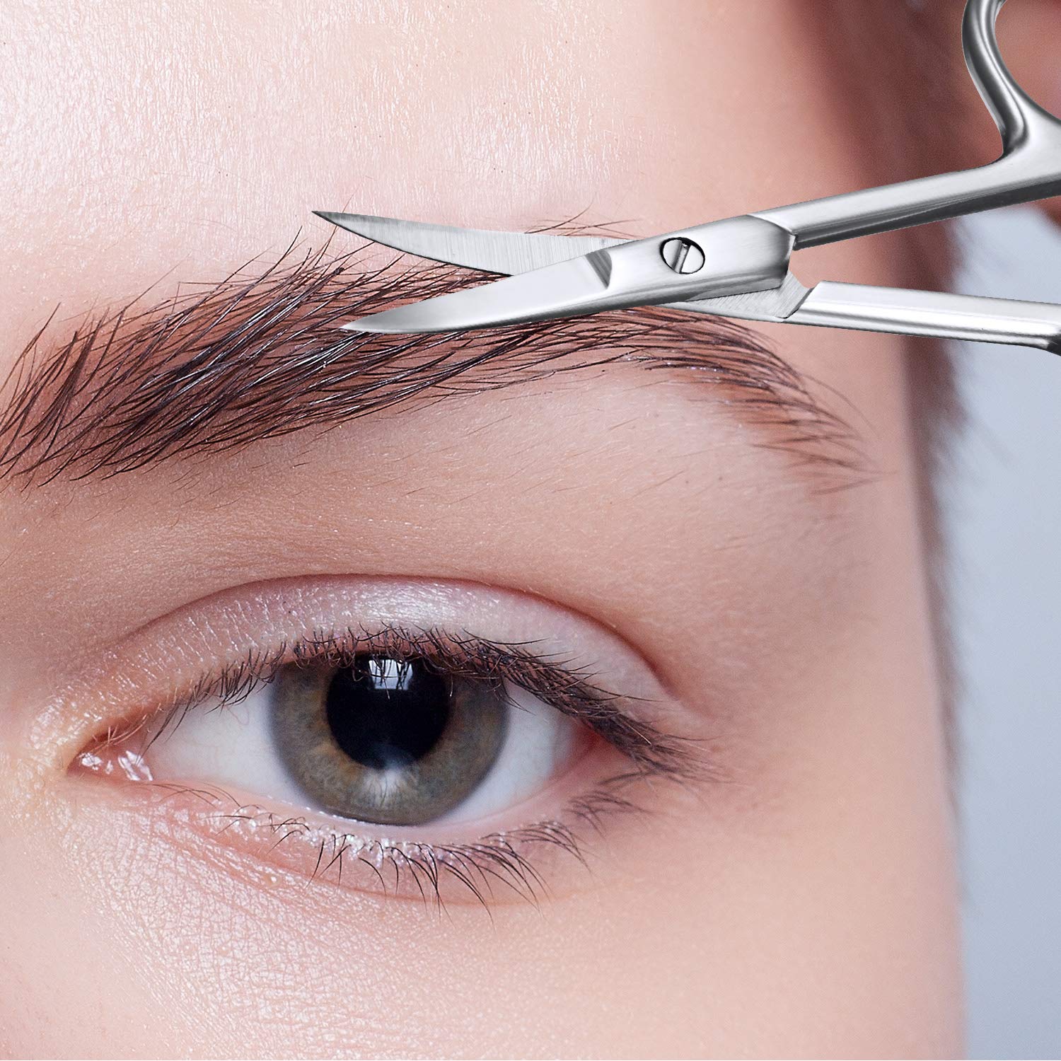Mudder curved scissors detailed curve-tip enables clean eyebrow and lash shaping.