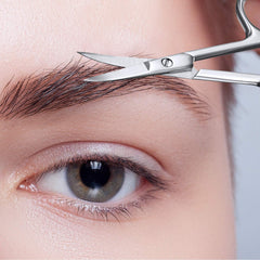 Mudder curved scissors detailed curve-tip enables clean eyebrow and lash shaping.