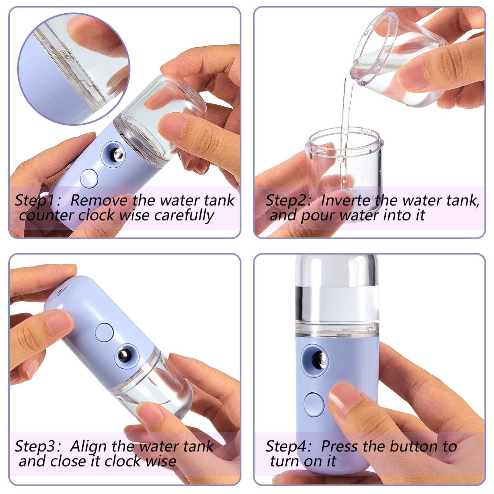 Mudder nano facial mister blue front portable mist for makeup setting