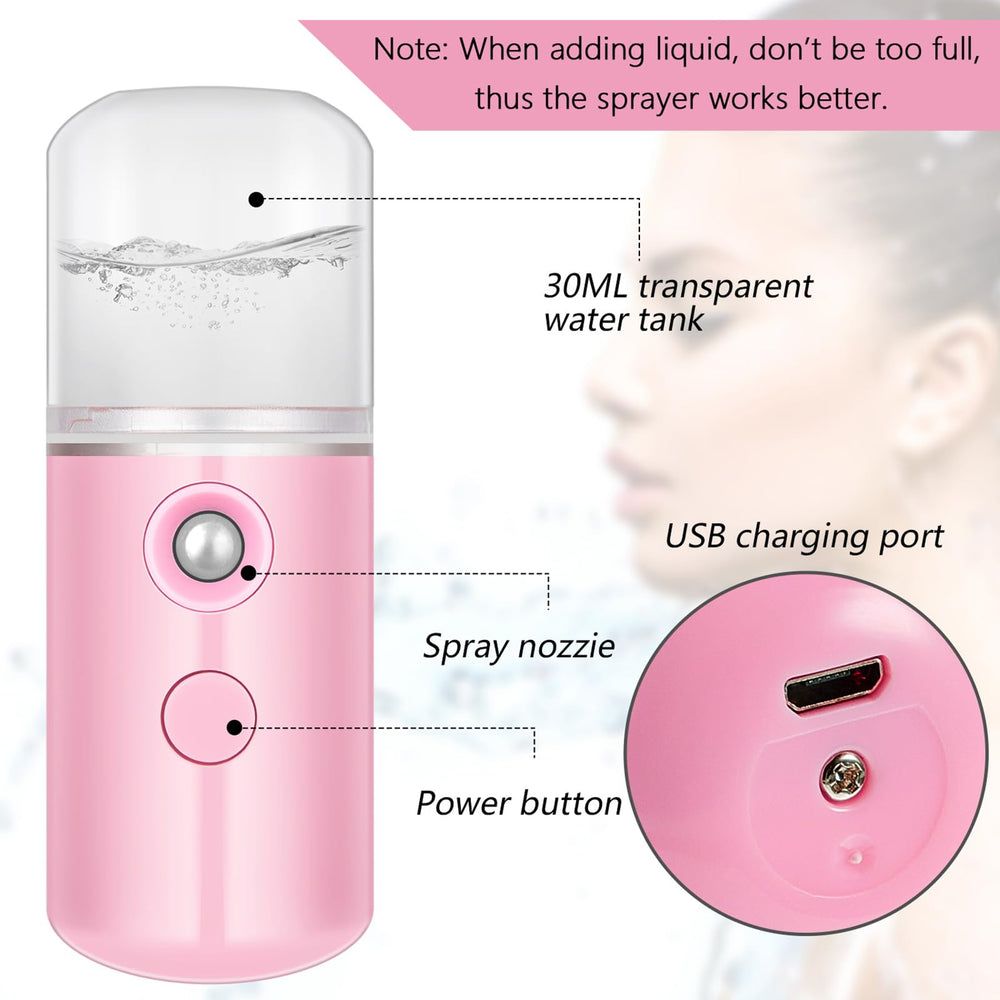 Mudder nano facial mister pink front travel-friendly skin hydration