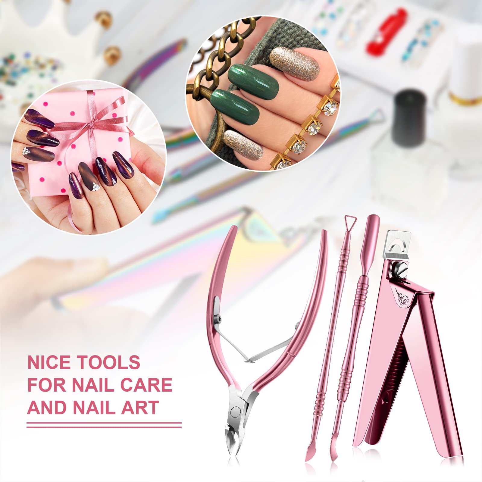 Mudder pink rose manicure tools neatly displayed as gift-ready kit