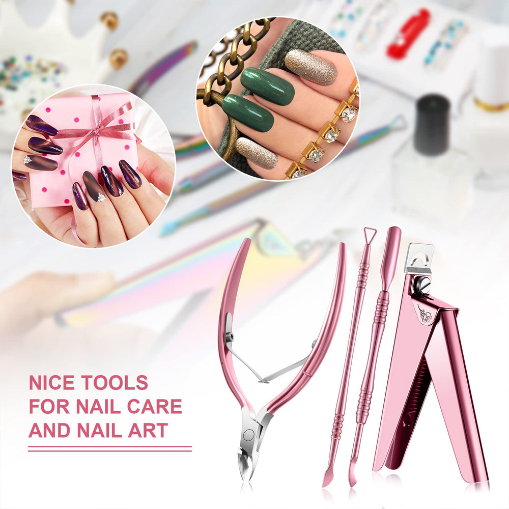 Mudder pink rose manicure tools neatly displayed as gift-ready kit