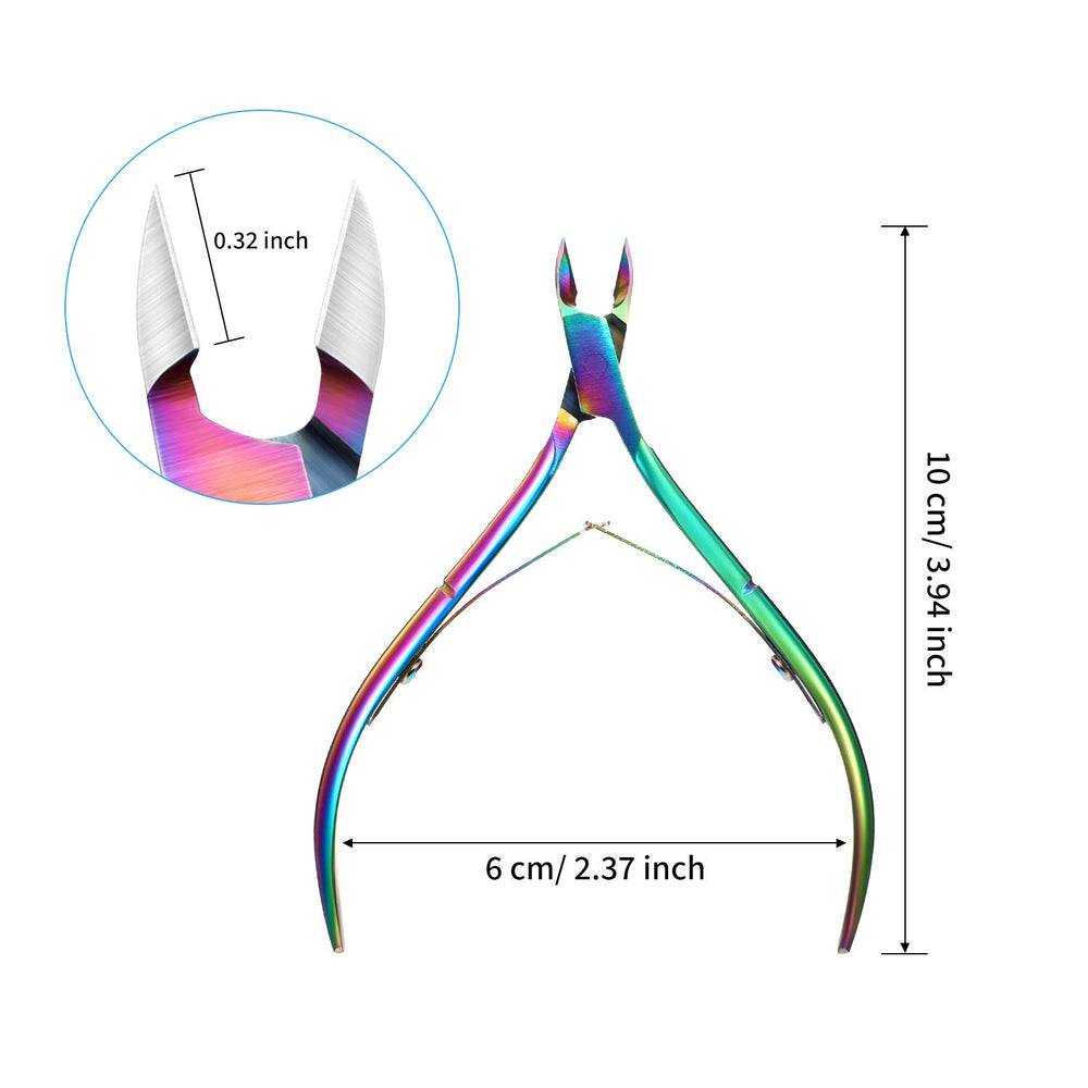 Mudder rainbow cuticle nippers with ergonomic non-slip handle for control