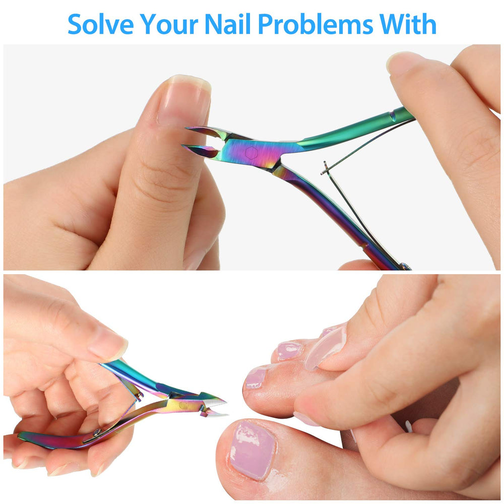 Mudder rainbow cuticle nippers with protective cap for safe storage