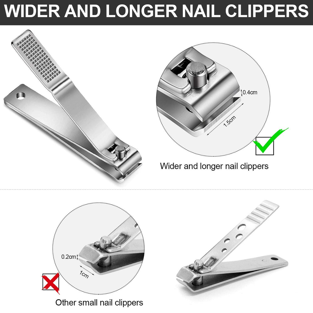 Mudder straight-edge toenail clippers create neat edges on thick nails.