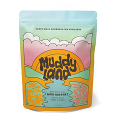 Muddyland Bentonite Bath Pour shows easy-dispense action for a calming detox soak.