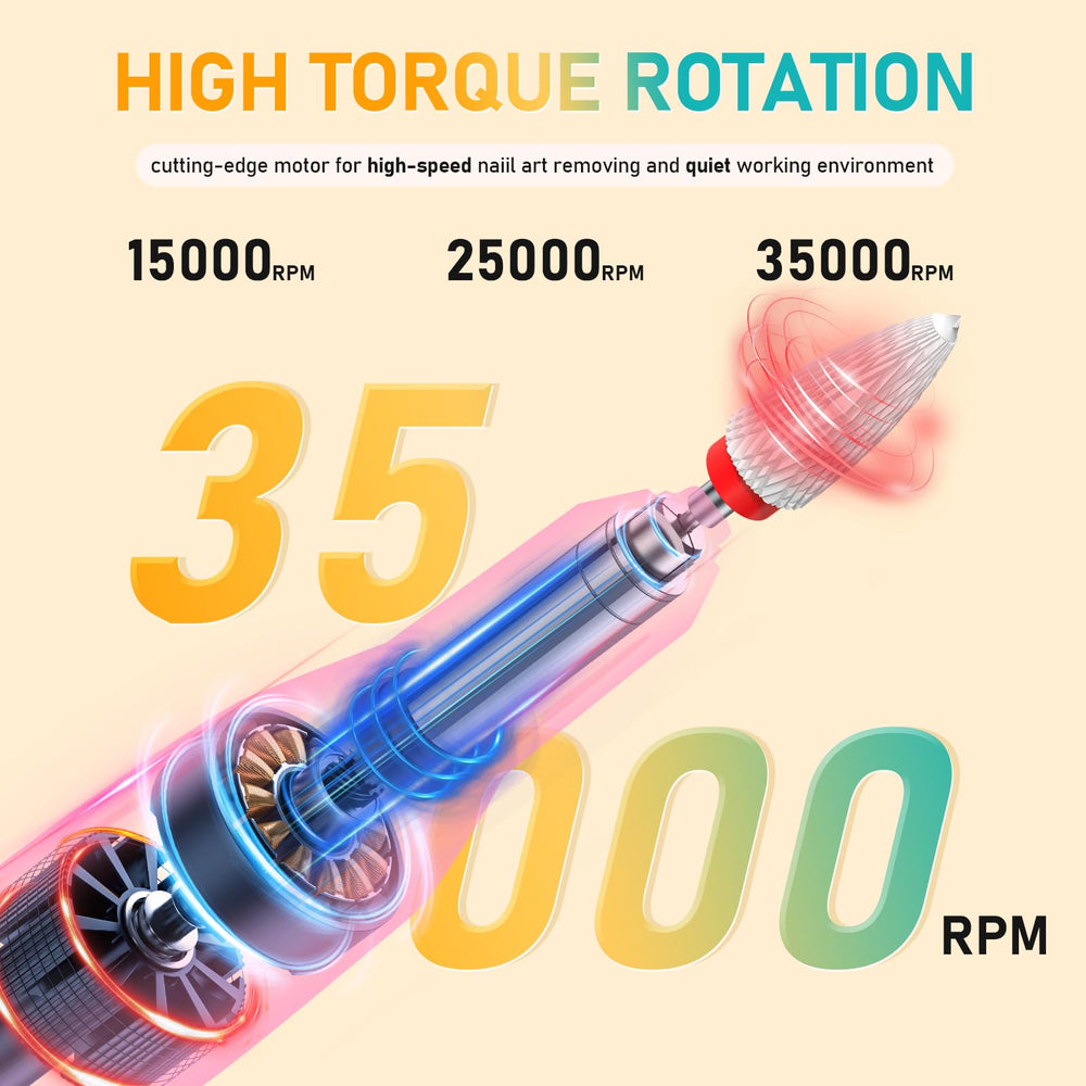 mugle 35000rpm motor close-up highlighting powerful surface filing.