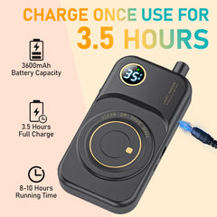 mugle cordless battery display shows remaining power for planned sessions.