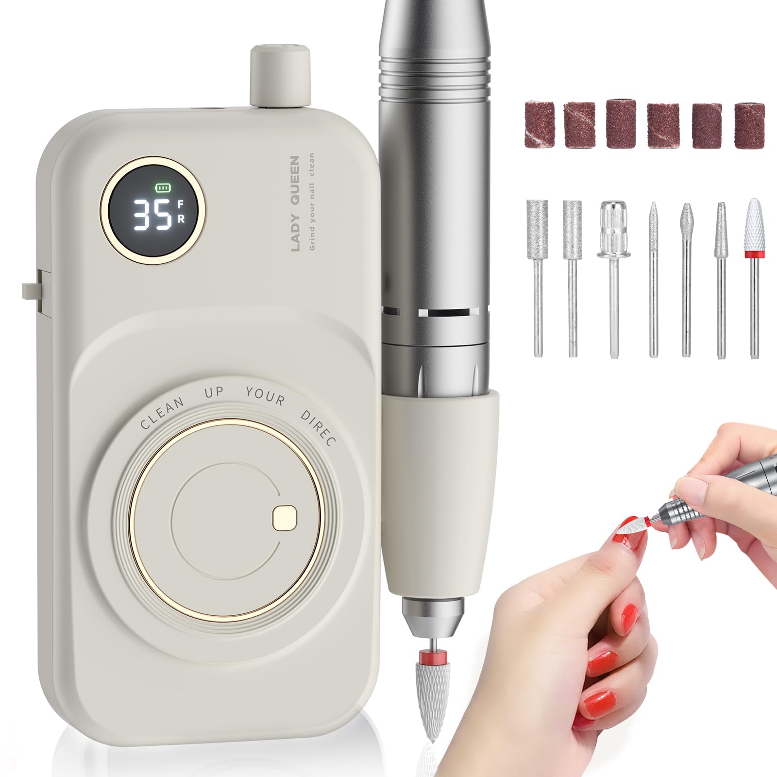 mugle portable nail drill front view for on-the-go manicures.