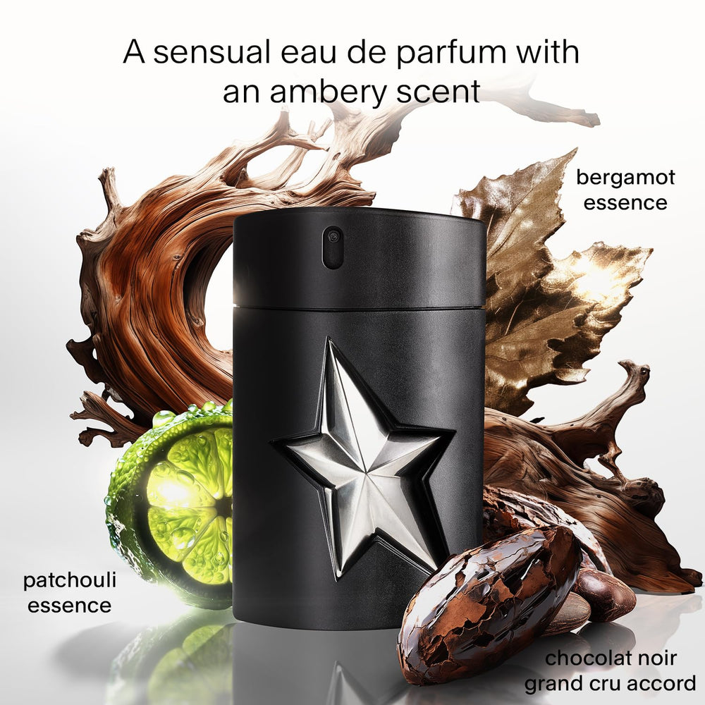 Mugler A*Men Fantasm rubber flask front view signals bold, signature intensity for confident wear.