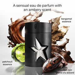 Mugler A*Men Fantasm rubber flask front view signals bold, signature intensity for confident wear.