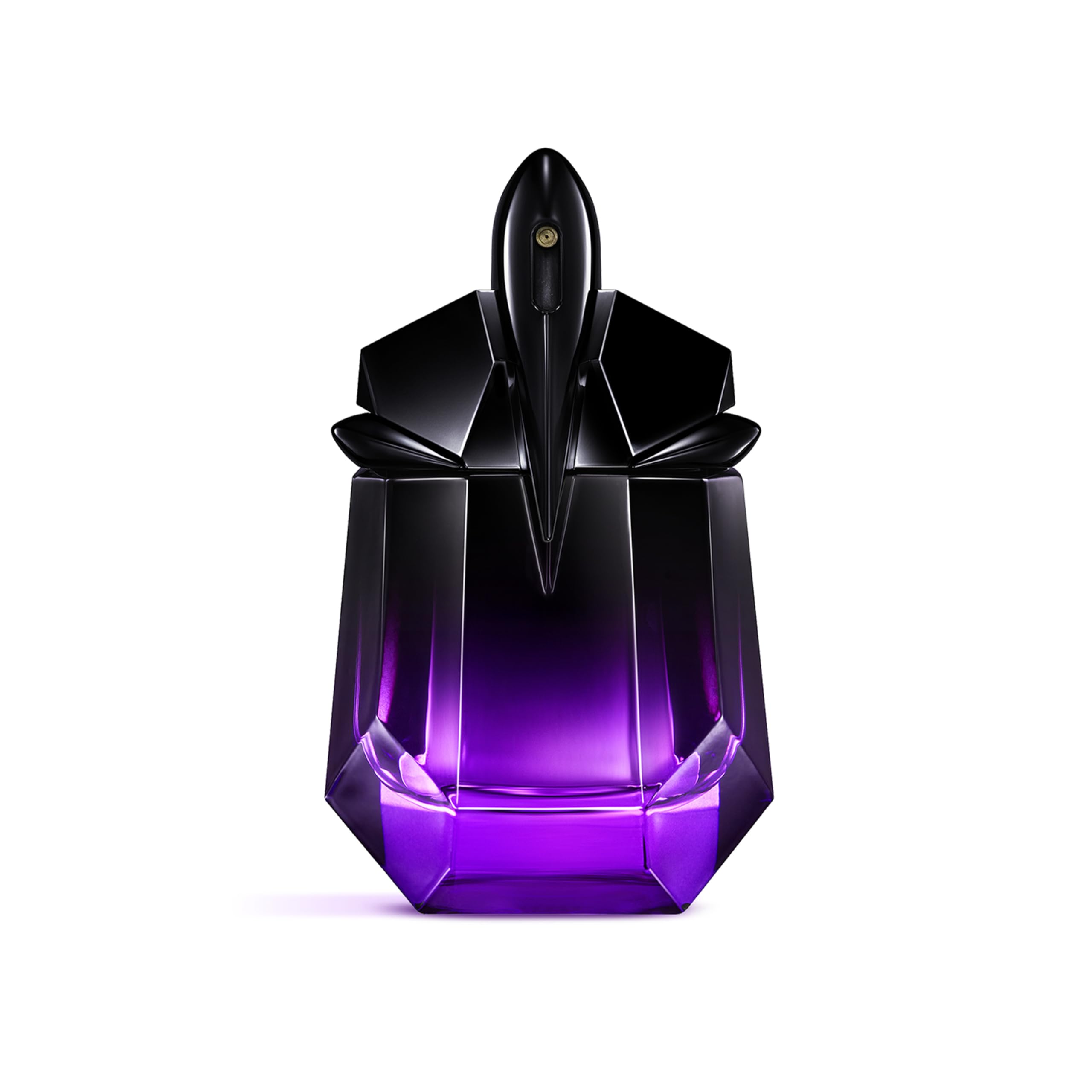 Mugler Alien Extraintense bottle closeup, showcasing the bold silhouette for evening wear