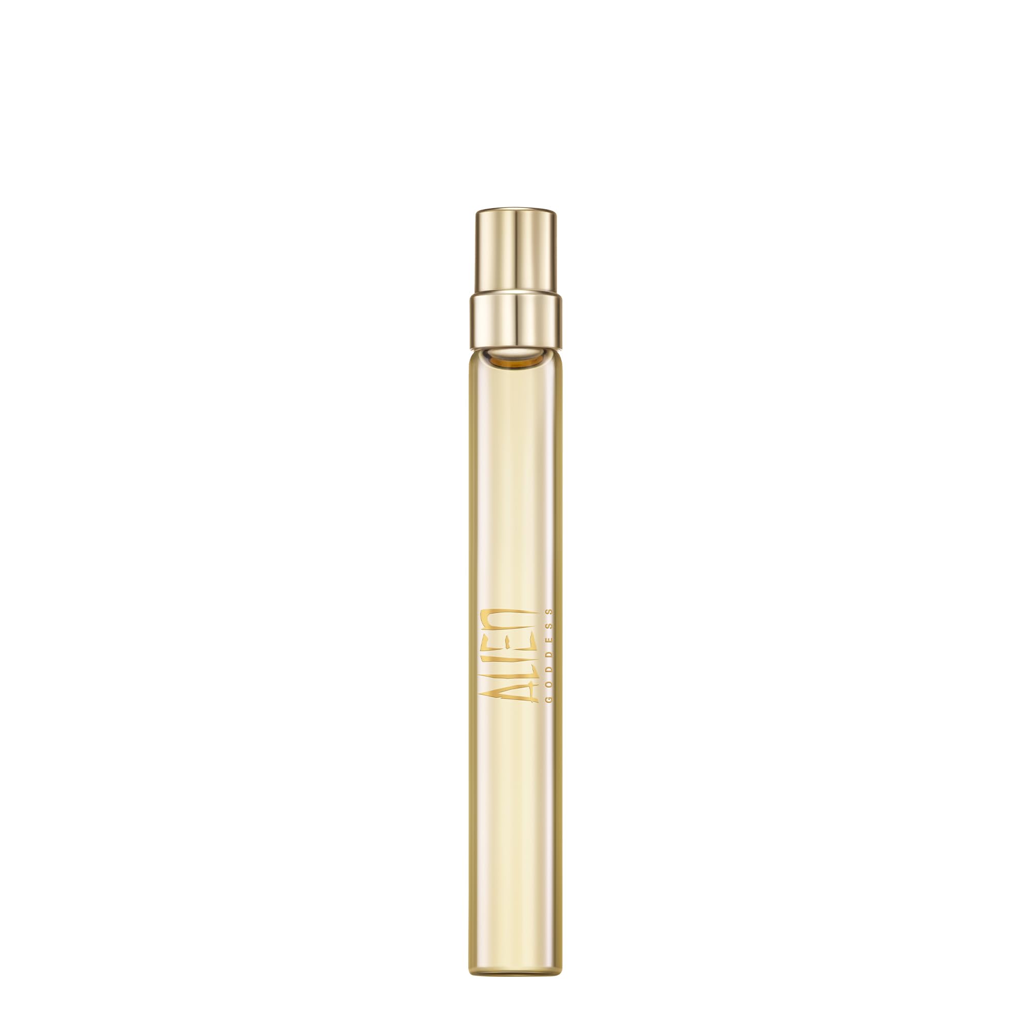 Mugler Alien Goddess bottle close-up for premium fragrance presentation.