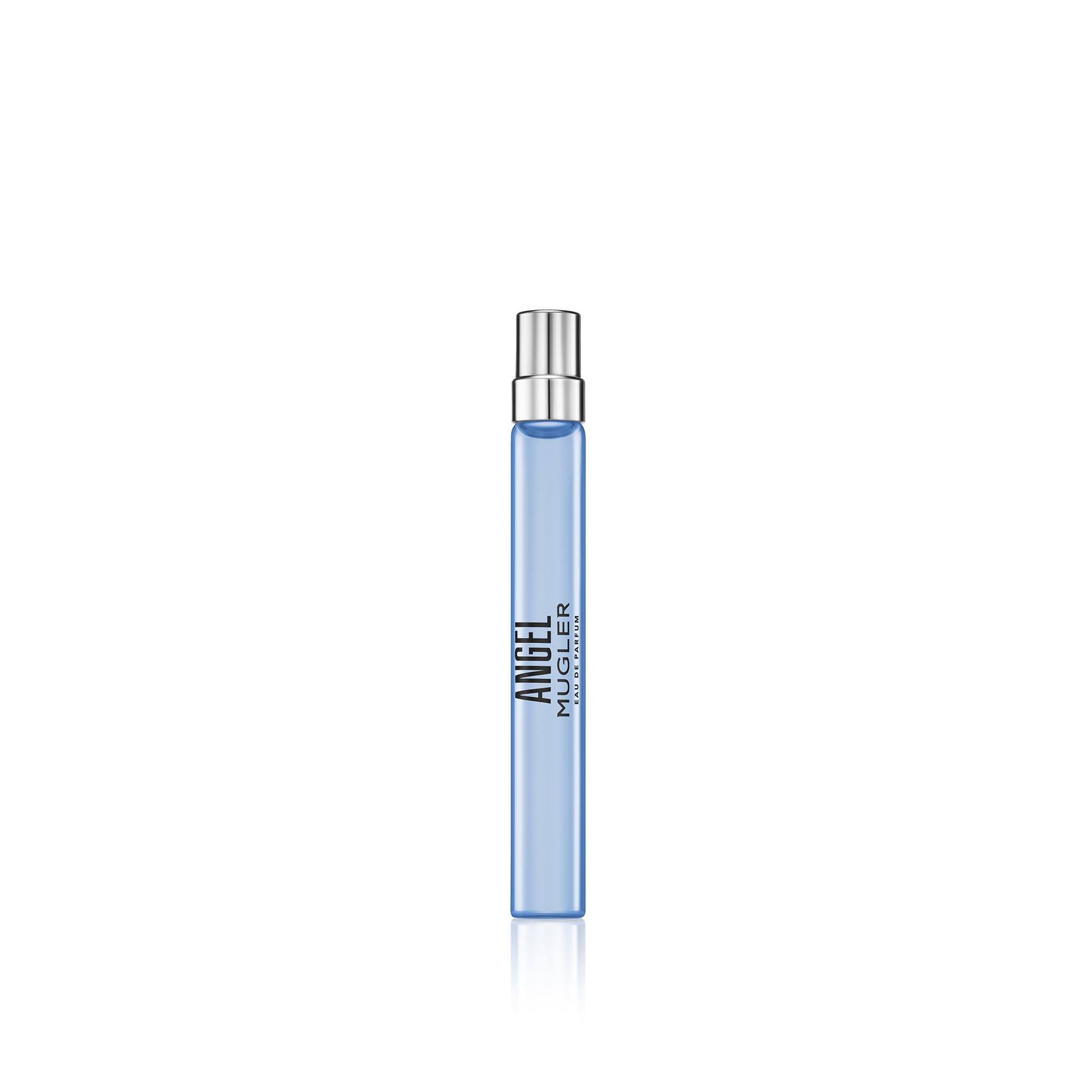 Mugler Angel eau de parfum bottle closeup showcases iconic design for fragrance lovers.