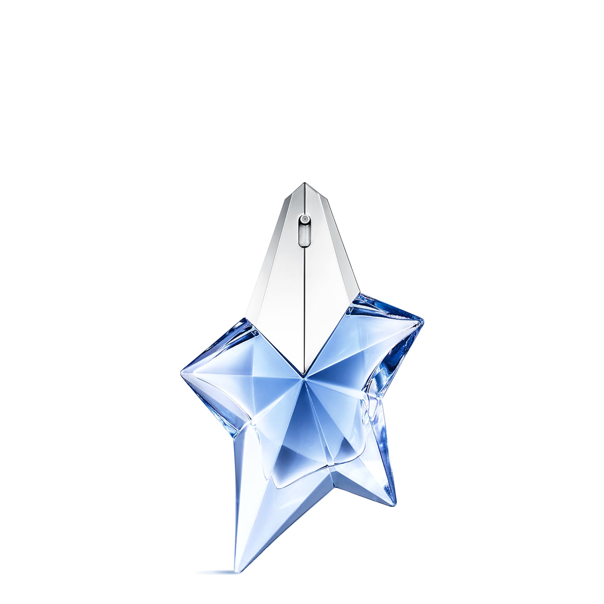 Mugler Angel bottle front view showcasing iconic star cap and premium fragrance.