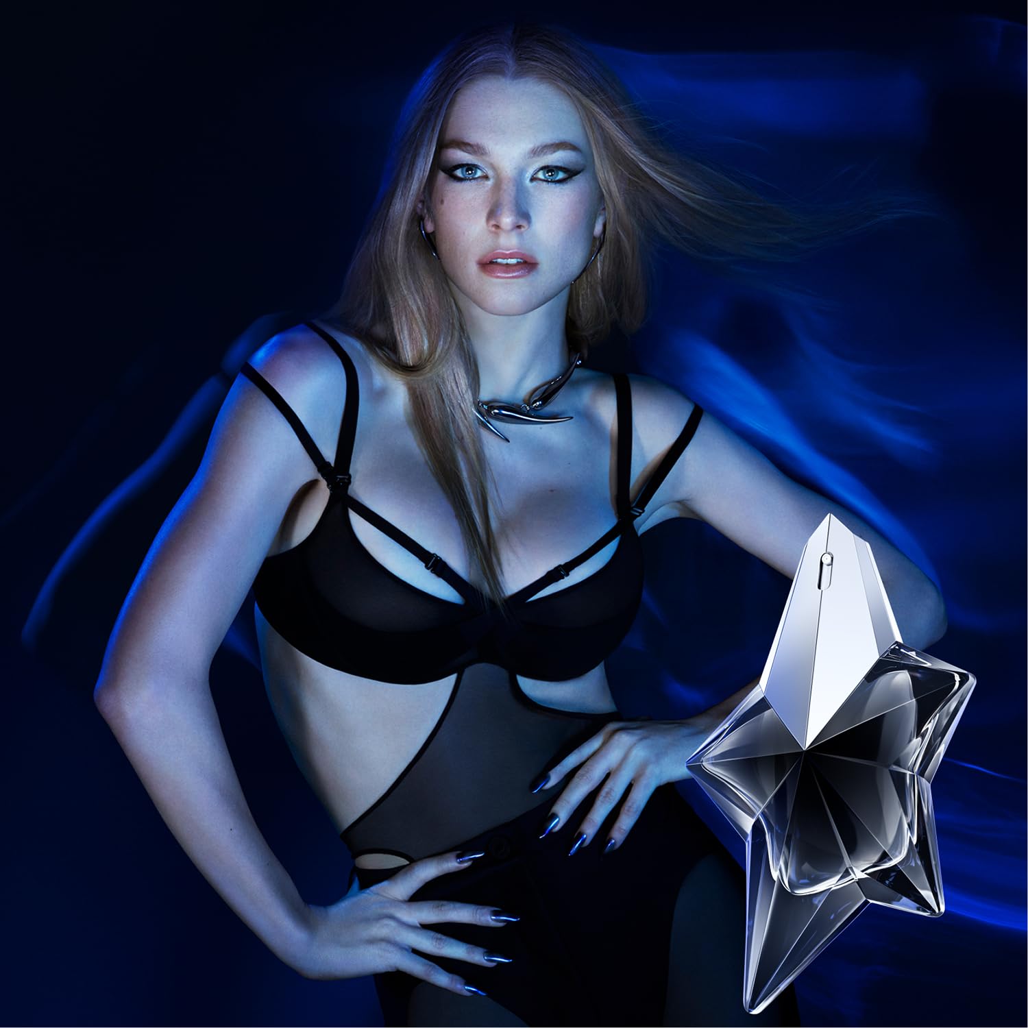 Mugler Angel Fantasm packaging box display on shelf