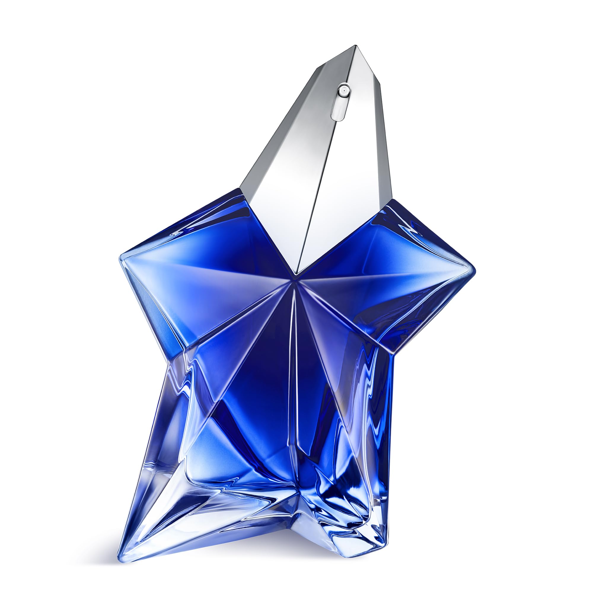 Mugler Angel Stellar bottle close-up highlighting pistachio notes for gourmand allure.