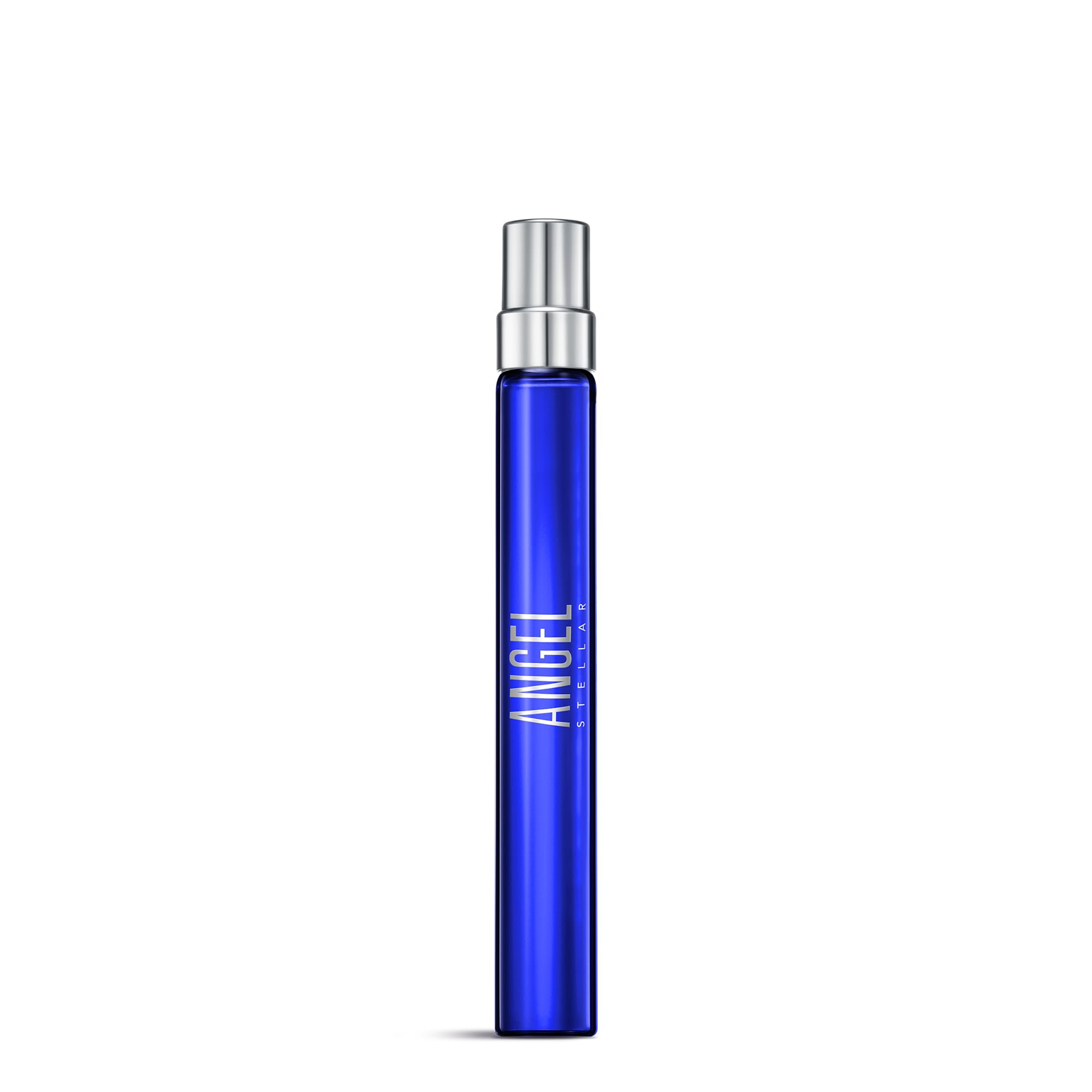 Mugler Angel Stellar bottle front, amber glow suggestion of daytime confidence.