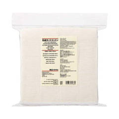 MUJI unbleached cotton texture highlights natural softness ideal for sensitive skin makeup removal.