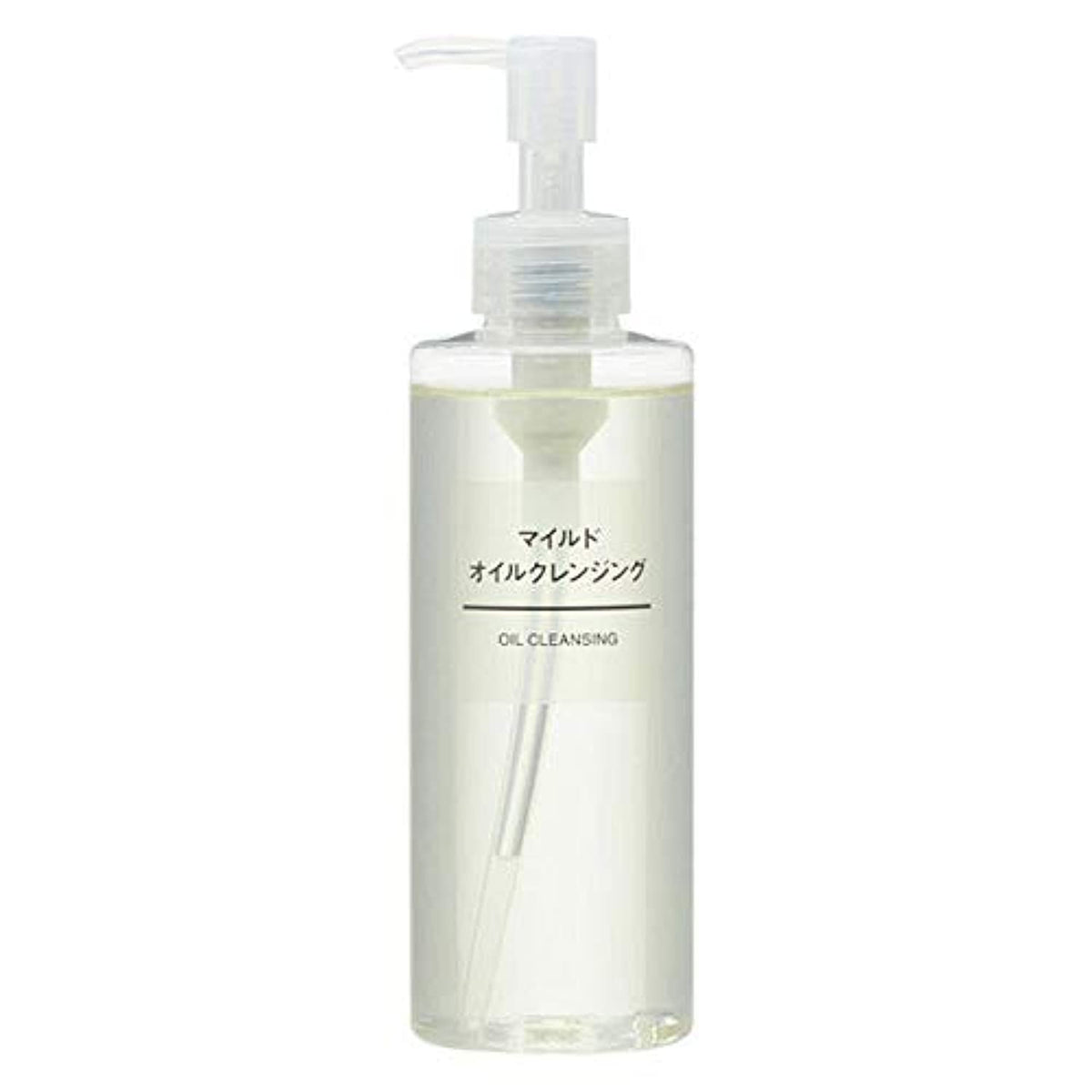 MUJI Mild Oil Cleansing bottle pour enables smooth makeup removal with olive and jojoba oils.