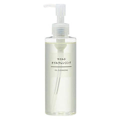 MUJI Mild Oil Cleansing bottle pour enables smooth makeup removal with olive and jojoba oils.