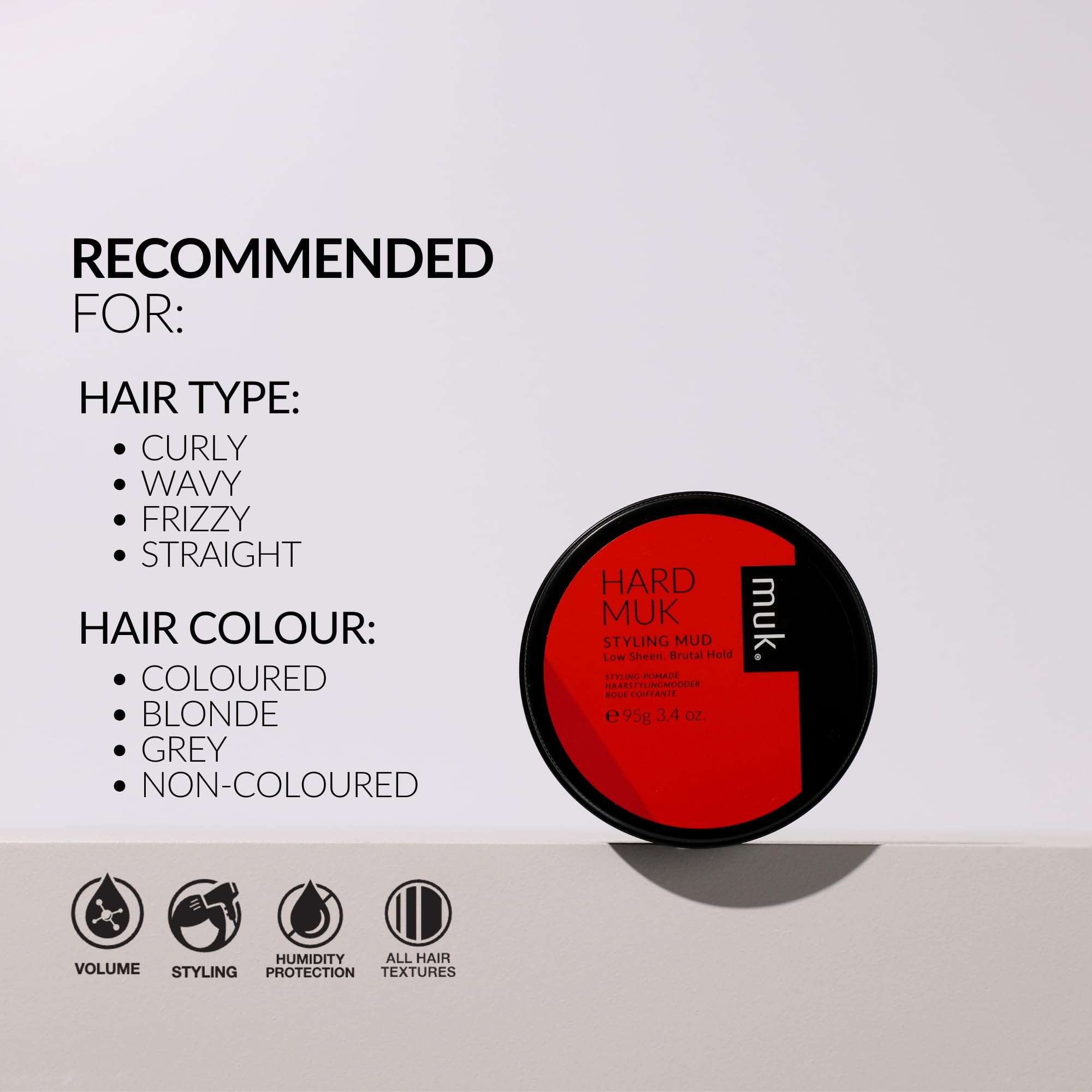 MUK Styling Mud hair-thickness image showcases enhanced thickness and body.